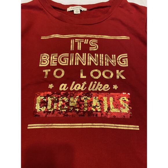 Vintage Francesca's Sequin Changeable Cocktails Christmas Long Sleeve SM Top - Picture 2 of 8